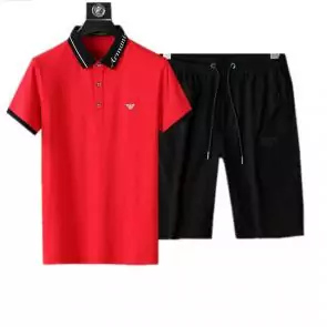 emporio armani manche courte survetement grandes marques  logo graphic t-shirt shorts rouge